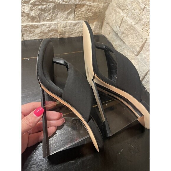 Good American Black Pointed Toe Black Wedge Transparent Heels Sz 10 - Picture 7 of 8